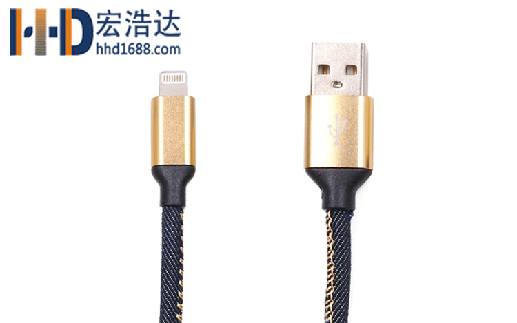 宏浩達廠家直銷蘋果8手機數(shù)據(jù)線lightning牛仔布充電數(shù)據(jù)線廠家定制