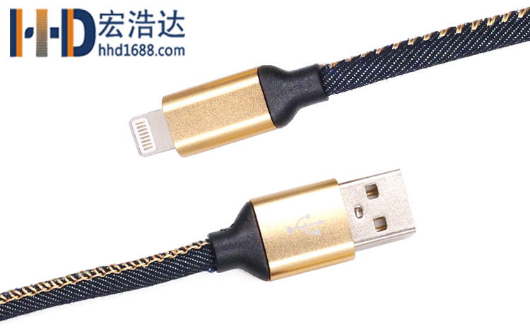 宏浩達廠家直銷蘋果8手機數(shù)據(jù)線lightning牛仔布充電數(shù)據(jù)線廠家定制