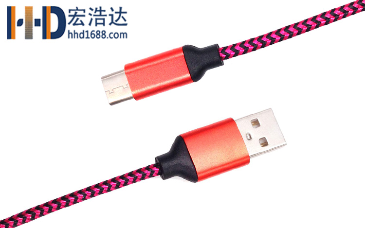 宏浩達廠家直銷華為數(shù)據(jù)線合金編織type-c充電數(shù)據(jù)線工廠專業(yè)定制